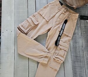 American Bazi Tan Cargo Pants Relaxed Fit